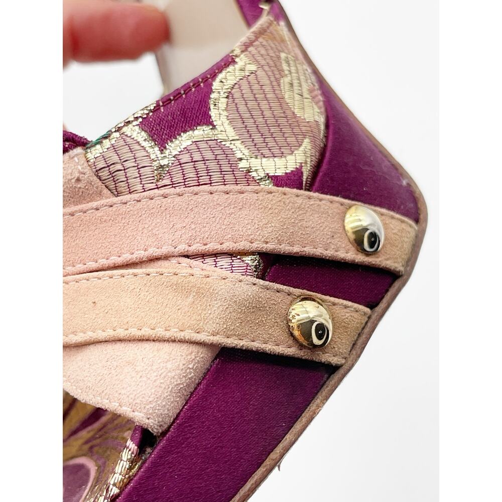 Christian Dior Vintage Y2K Metallic Brocade D'Orsay Platform Pumps Heels EU 38 - Picture 5 of 13